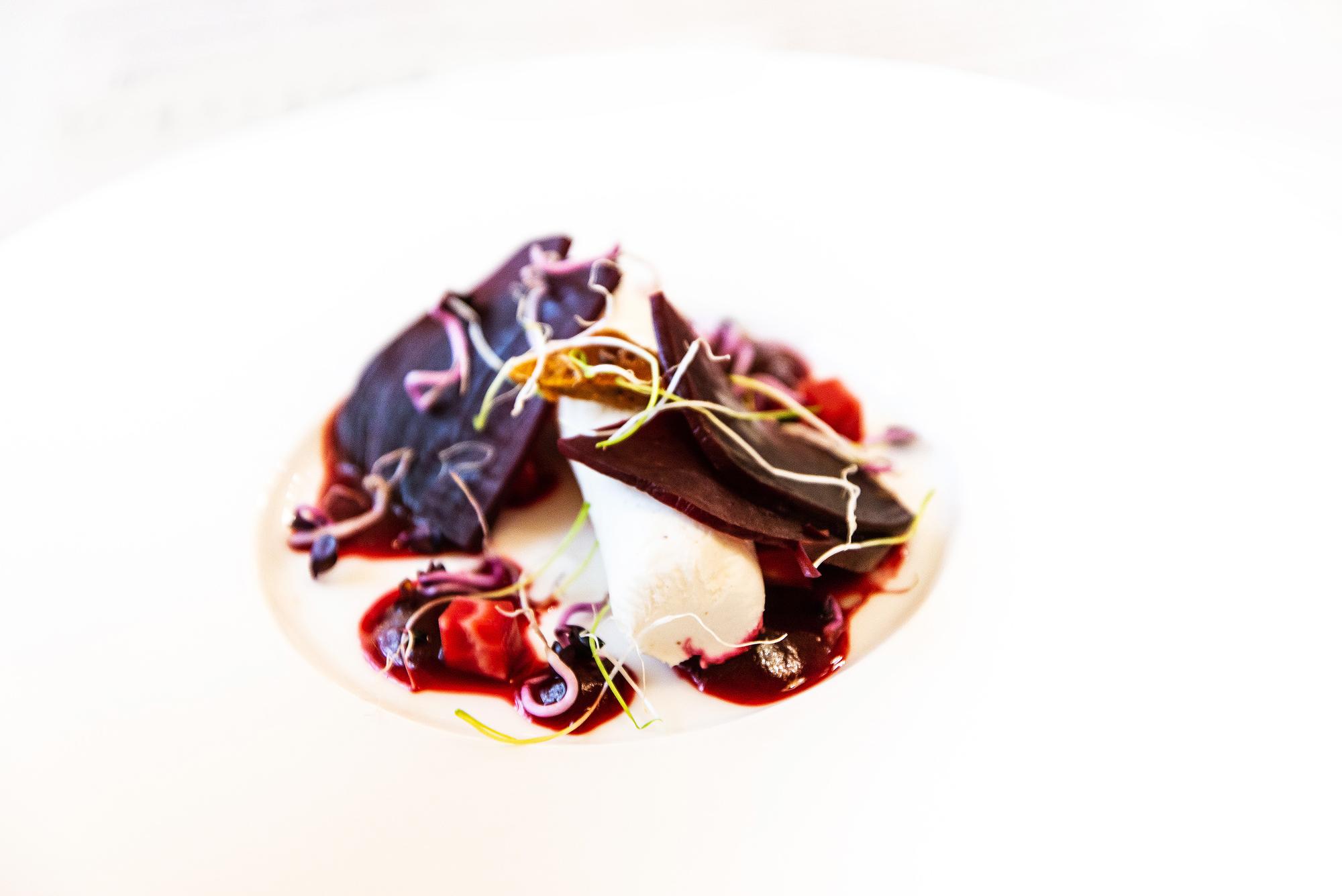Close-up plated starter with herbs